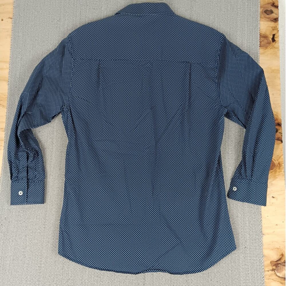 Nick Graham Everywhere Sport Shirt Mens Large Blue/White Polka Dot Party No Tuck - Picture 6 of 11